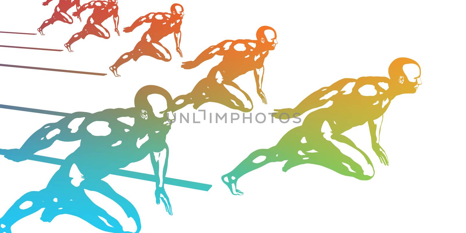 Cardio Workout with Athletes Running Fast Abstract