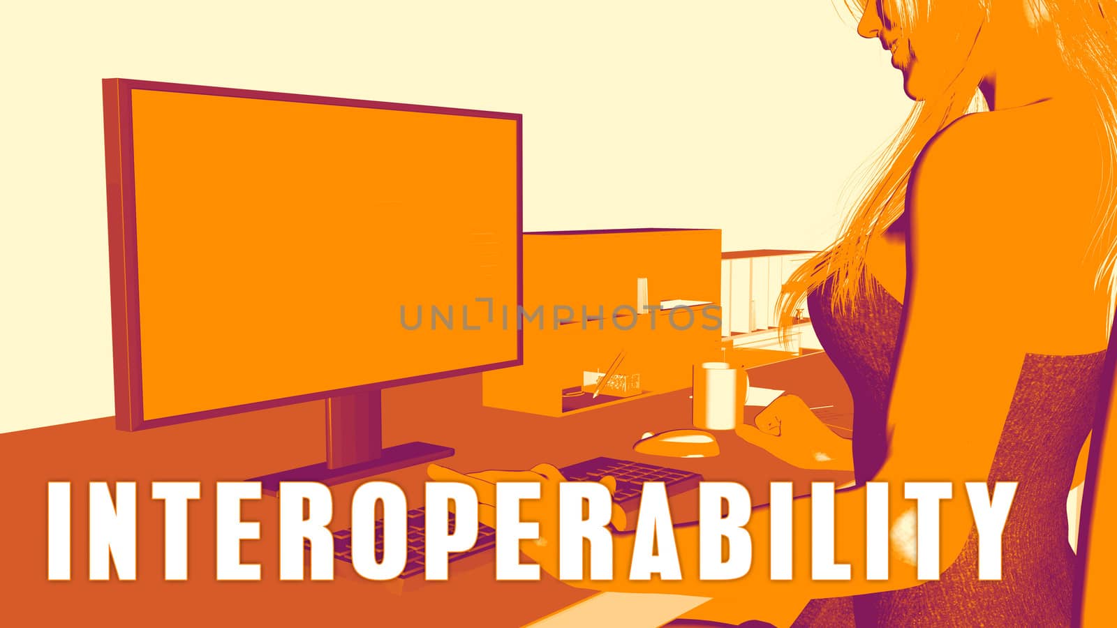  Interoperability Concept Course with Woman Looking at Computer