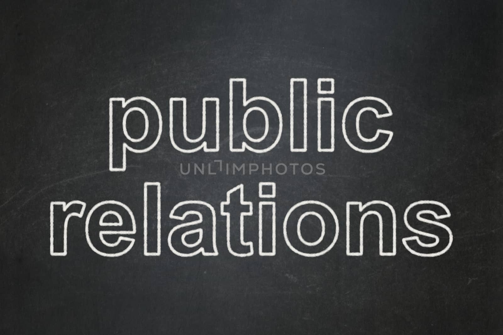 Advertising concept: text Public Relations on Black chalkboard background