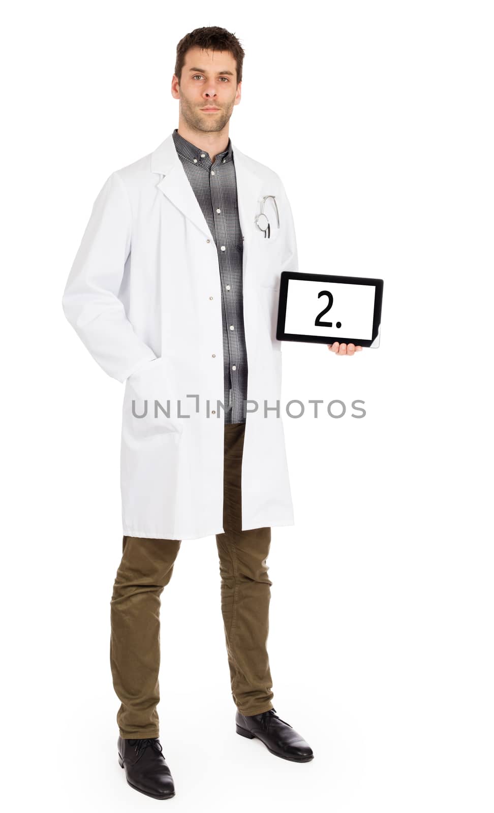 Doctor holding tablet, isolated on white - Number 2