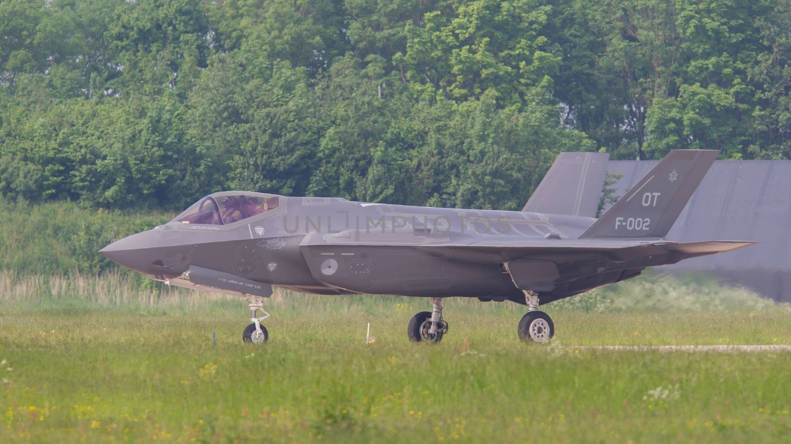 LEEUWARDEN, THE NETHERLANDS -MAY 26: F-35 fighter during it's first test in Europe on May 26, 2016 in Leeuwarden. It is the world's most advanced multi-role fighter.