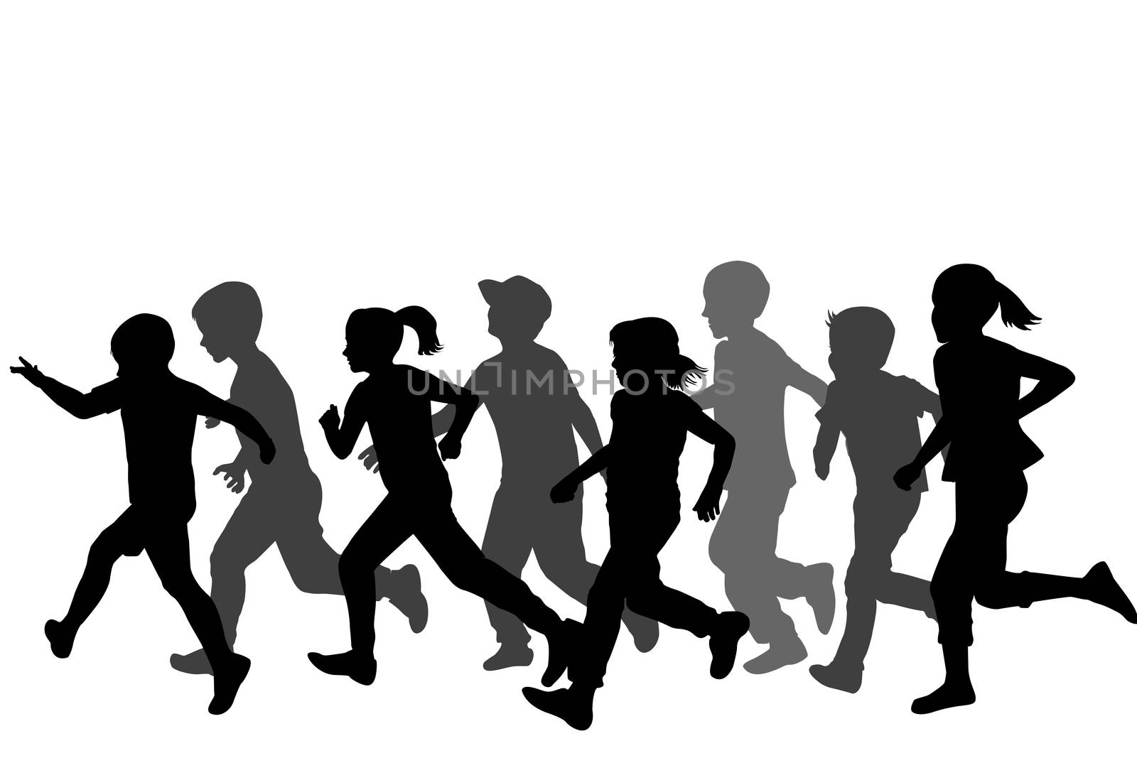 Children silhouettes running by hibrida13