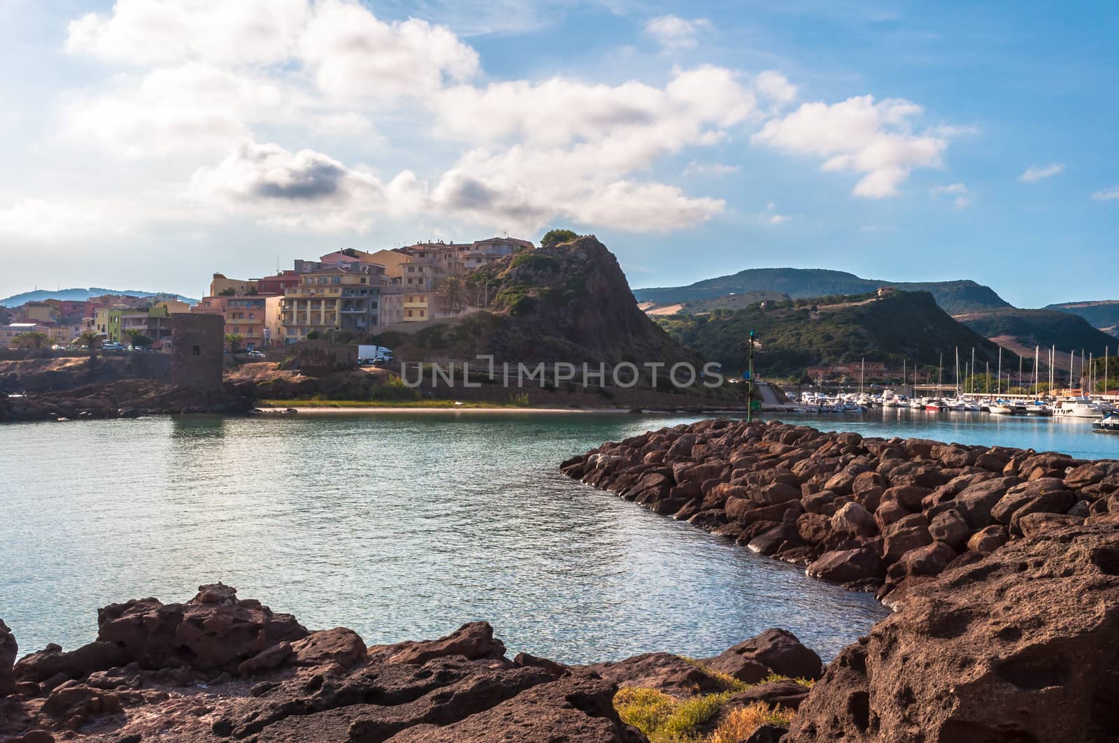 beach near the city of castelsardo in a sunny day