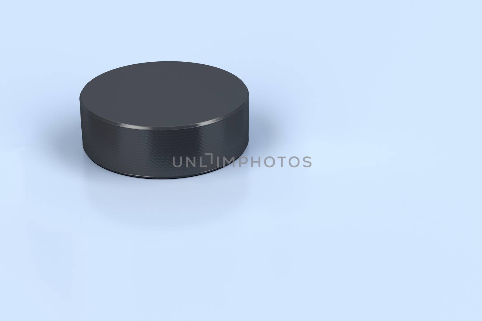 3D illustration of hockey puck on ice 