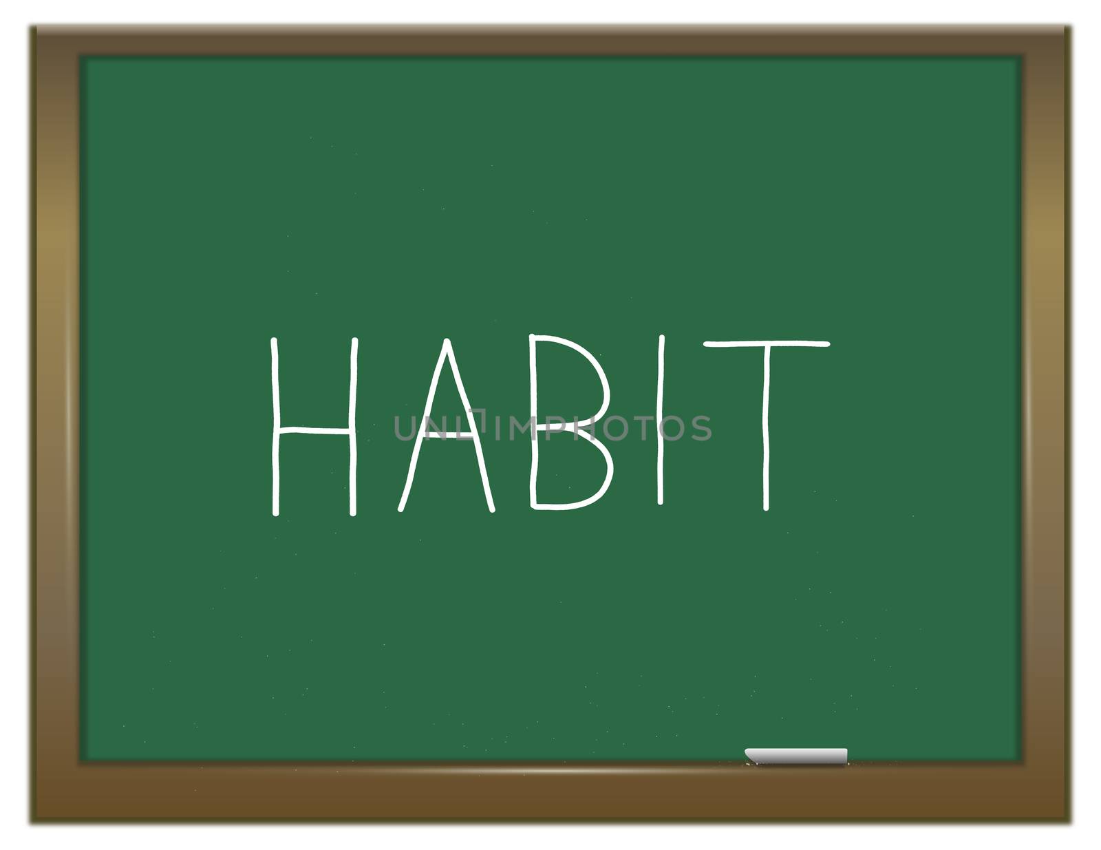 Illustration depicting a green chalkboard with a habit concept.