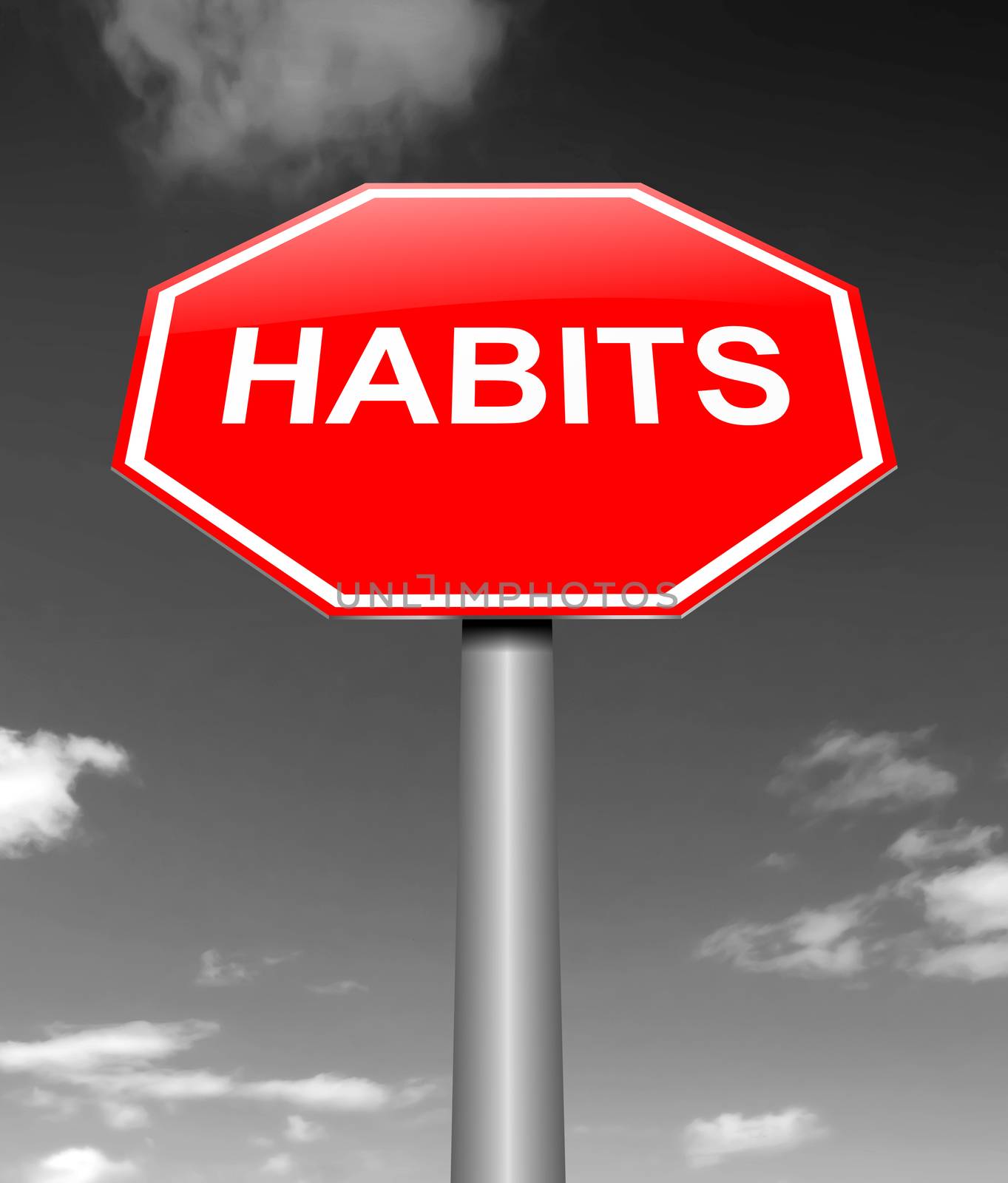 Illustration depicting a sign with a habits concept.