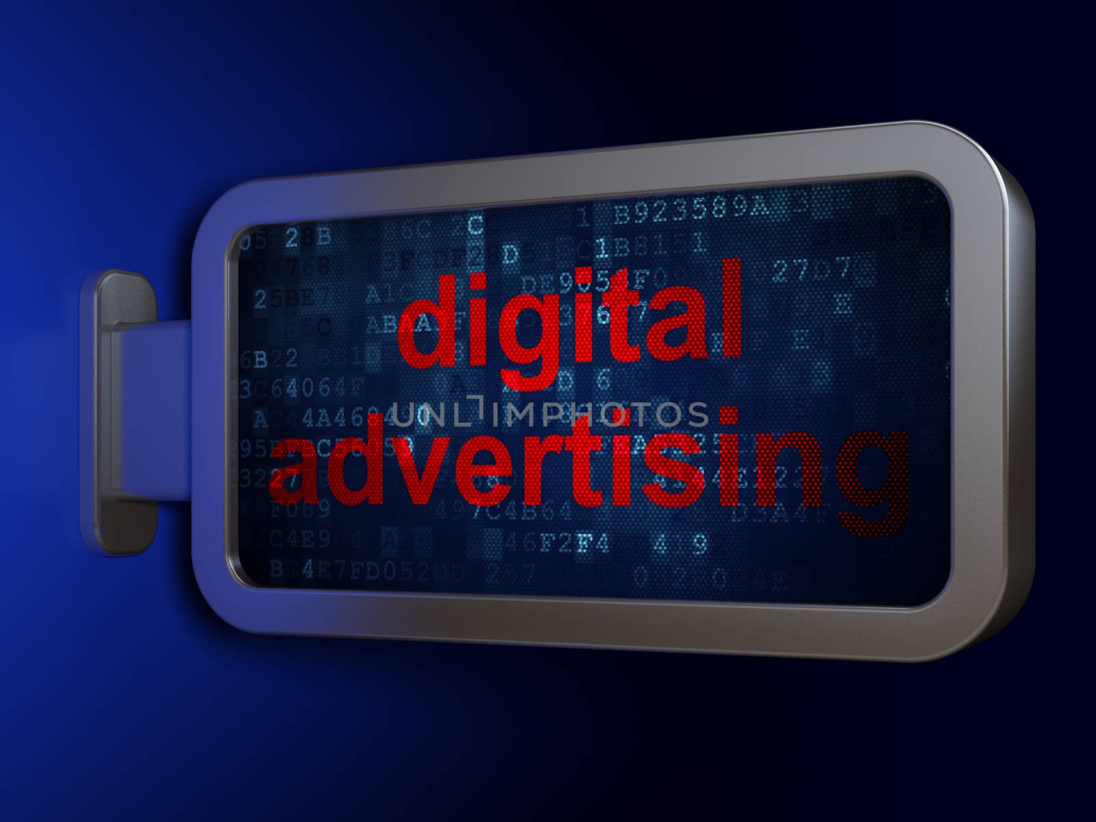 Marketing concept: Digital Advertising on advertising billboard background, 3D rendering