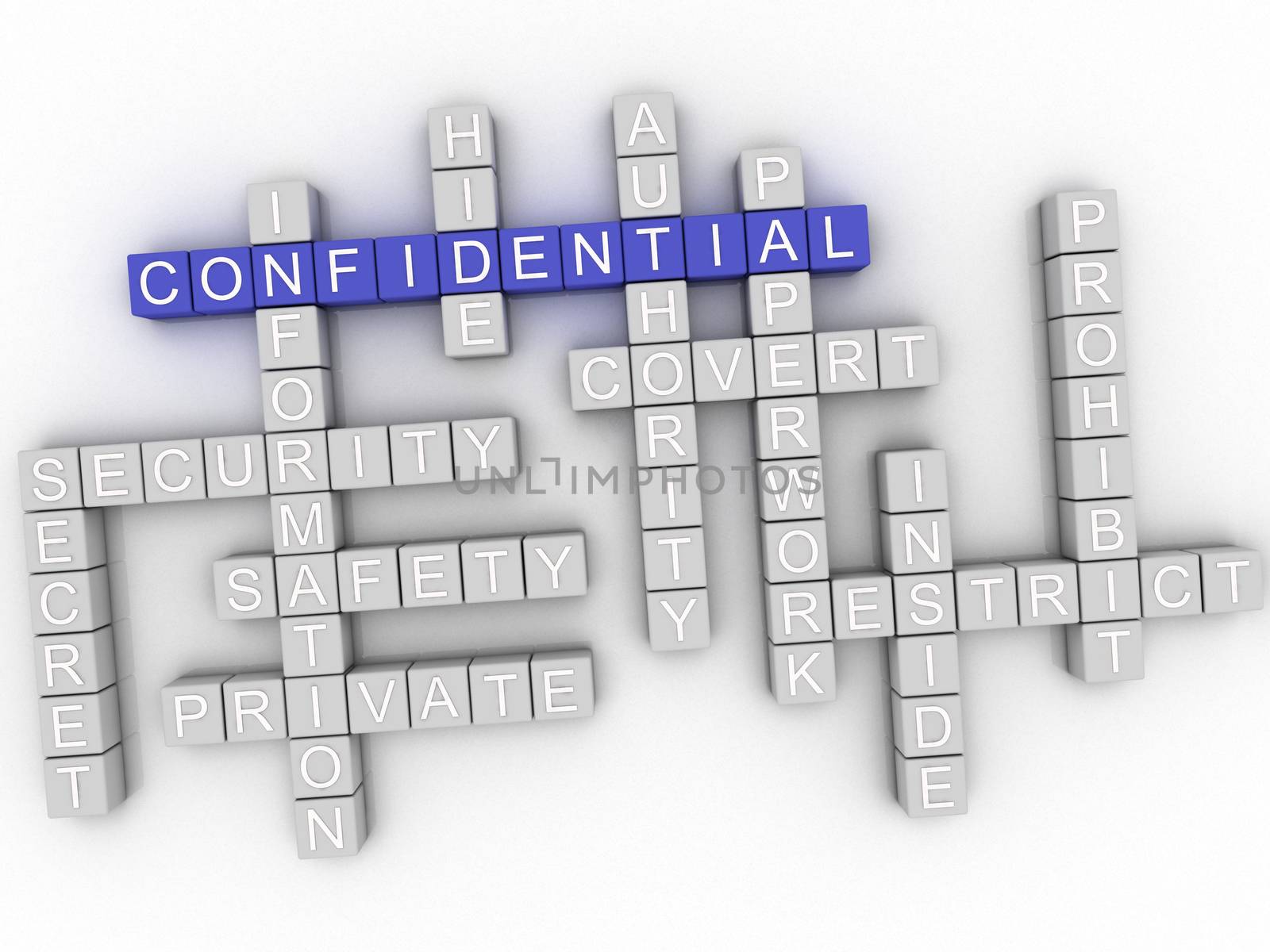 3d image Confidential word cloud concept by dacasdo