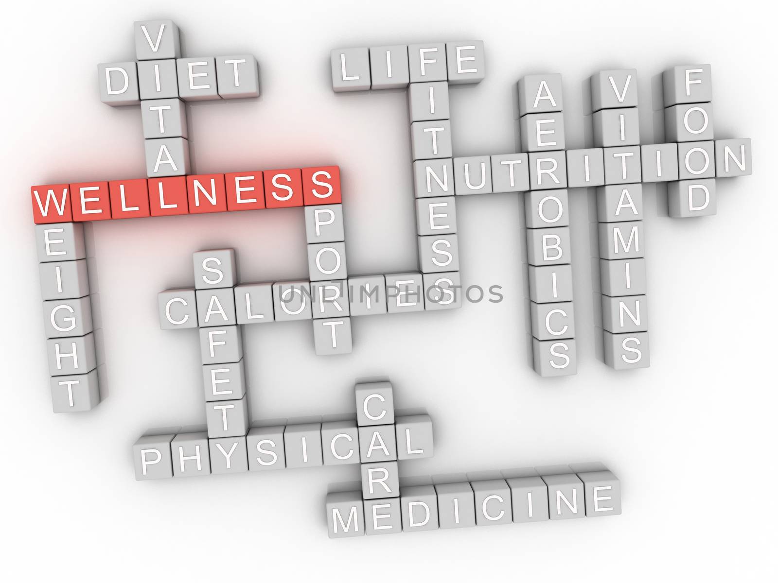 3d image Wellness word cloud concept by dacasdo