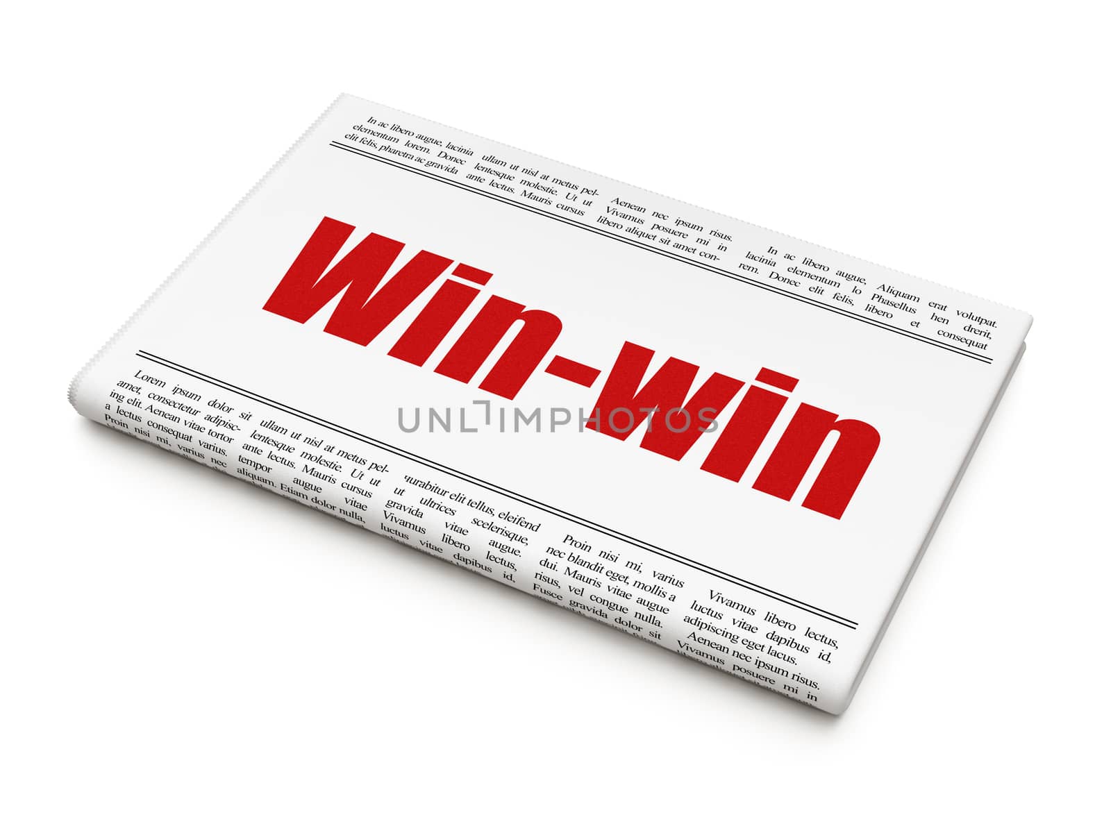 Finance concept: newspaper headline Win-Win on White background, 3D rendering