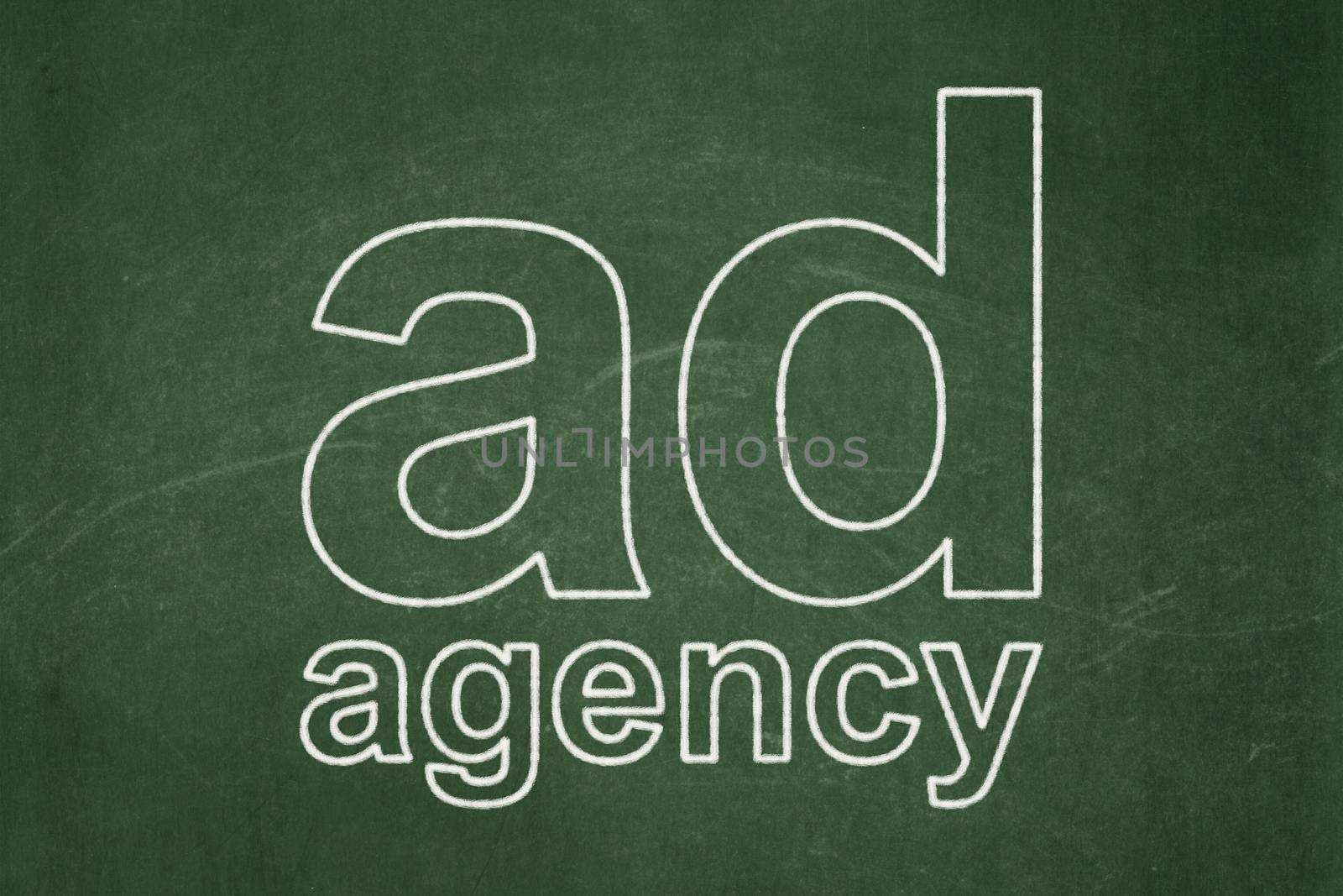 Marketing concept: Ad Agency on chalkboard background by maxkabakov