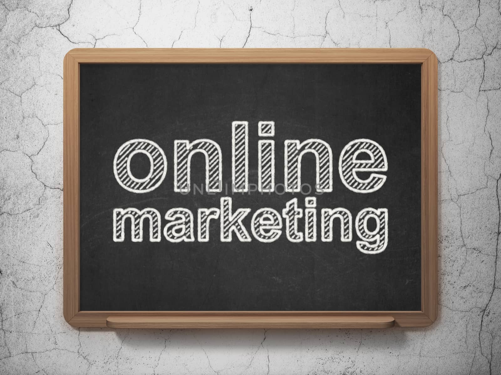 Advertising concept: Online Marketing on chalkboard background by maxkabakov
