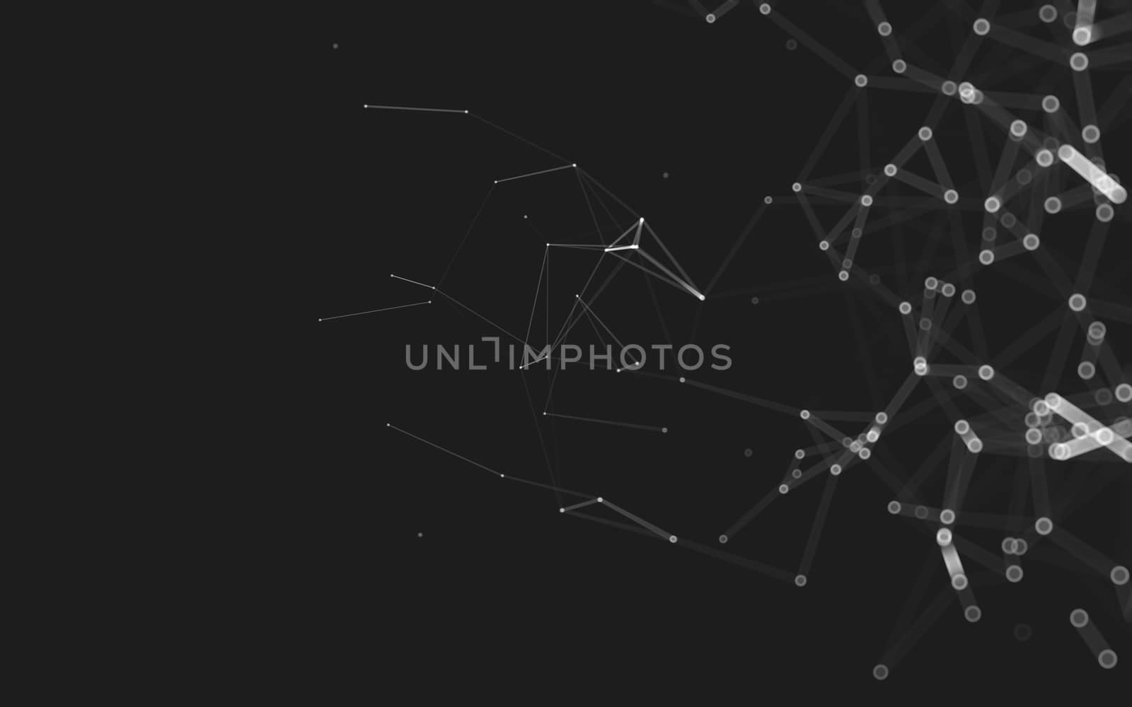 Abstract polygonal space low poly dark background with connecting dots and lines. Connection structure. 3d rendering