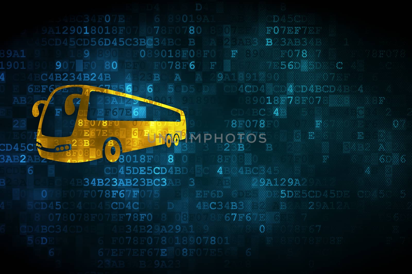 Tourism concept: Bus on digital background by maxkabakov