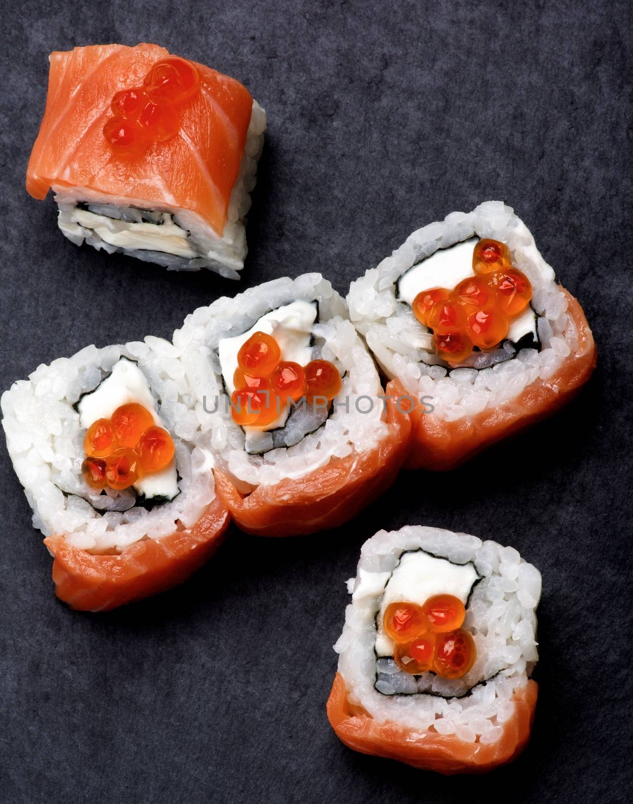 Salmon and Caviar Sushi by zhekos