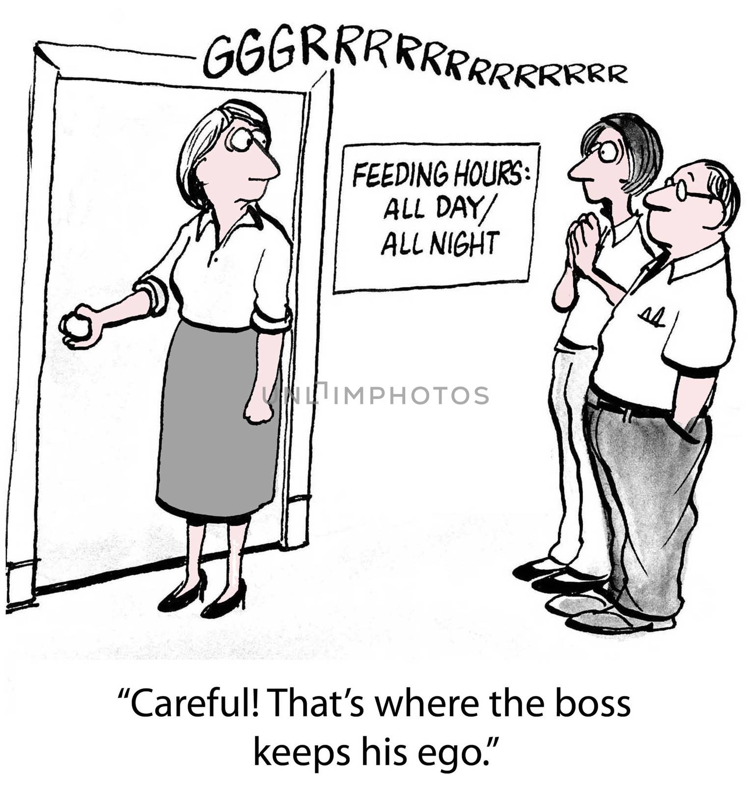 Worker opens door that leads to boss' ego by andrewgenn