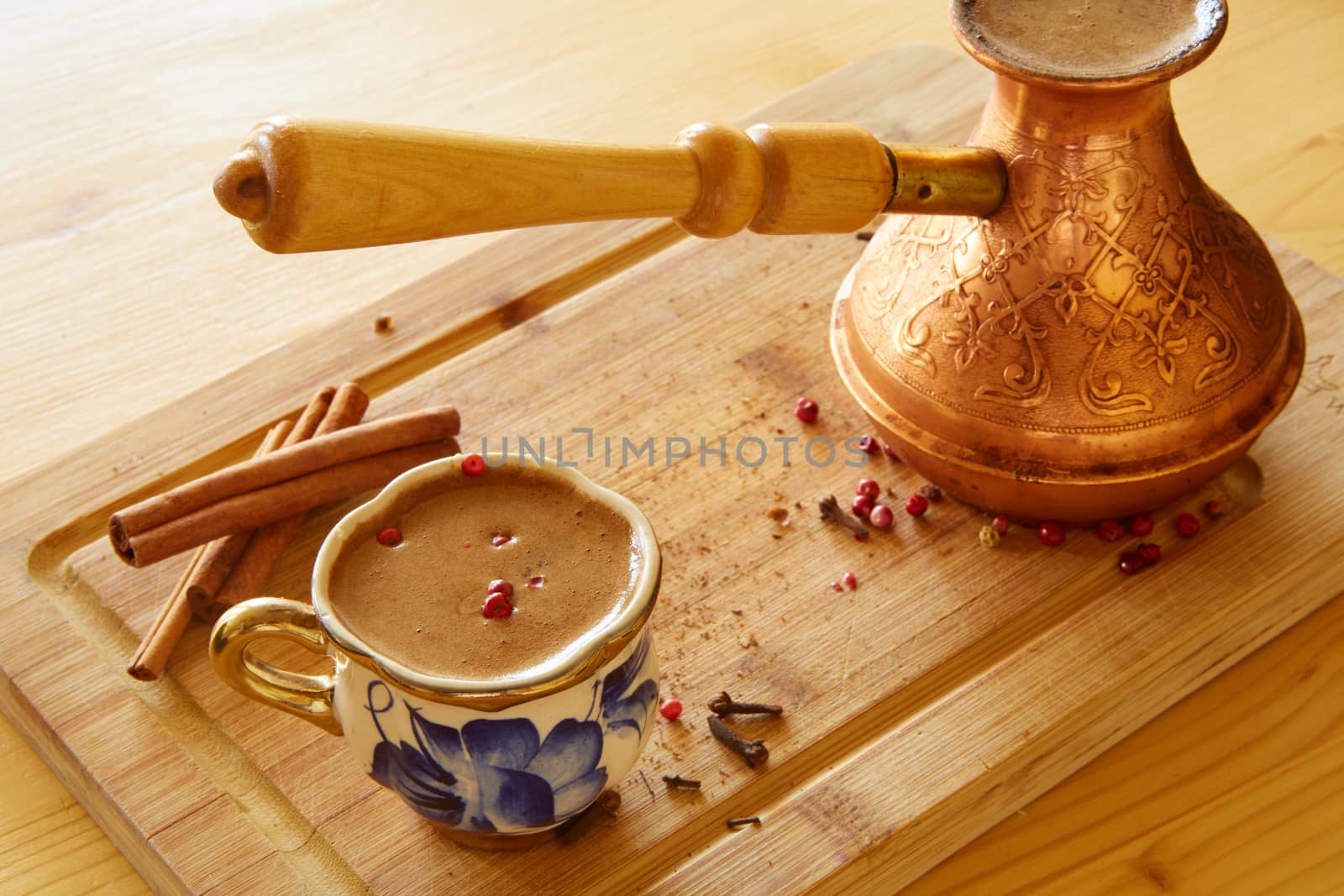 A cup of turkish coffee on the table