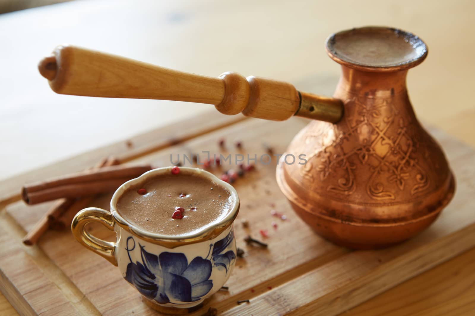 A cup of turkish coffee on the table