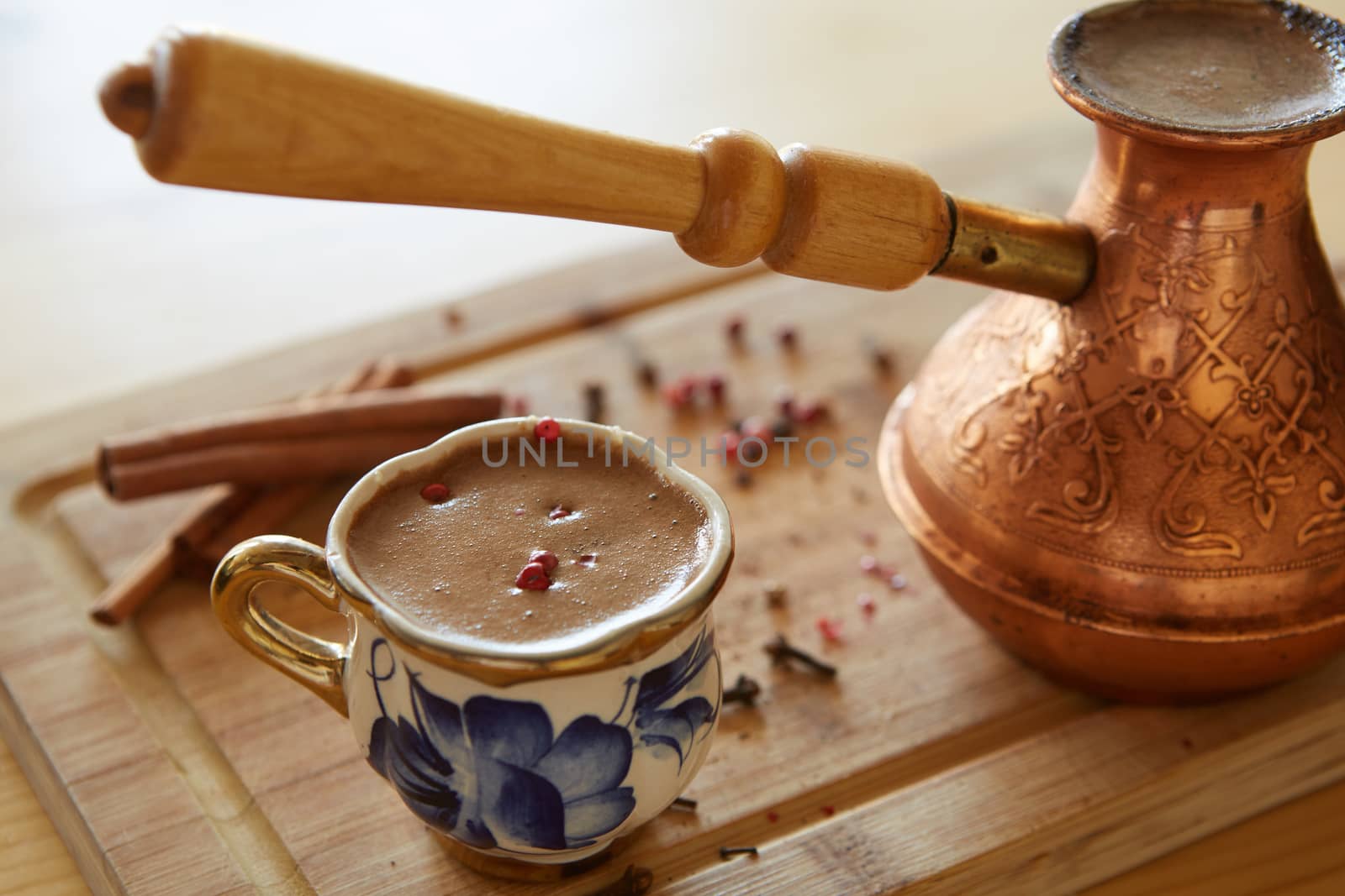 A cup of turkish coffee on the table