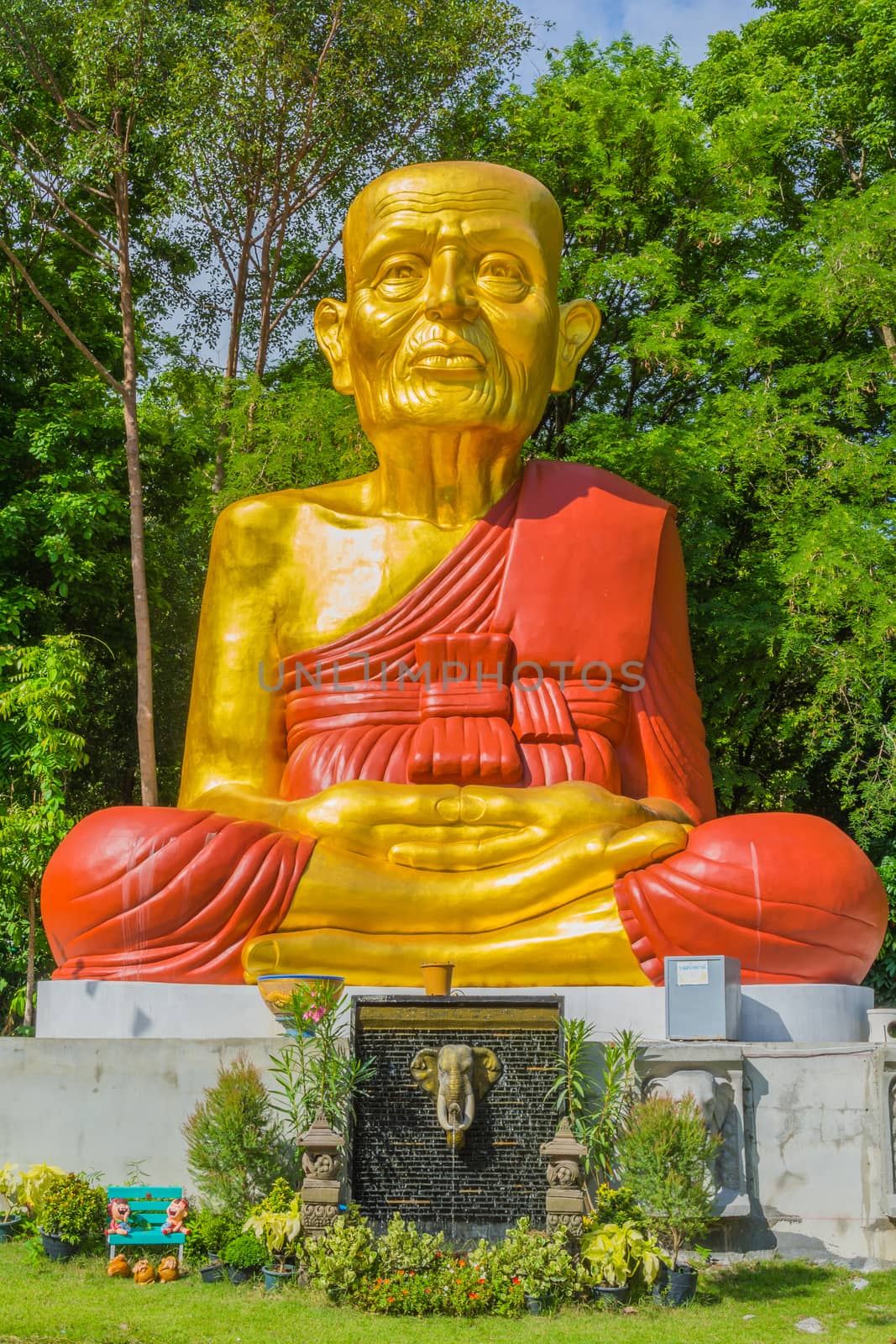 Buddhist monk image in a temple in Saraburi, Thailand.