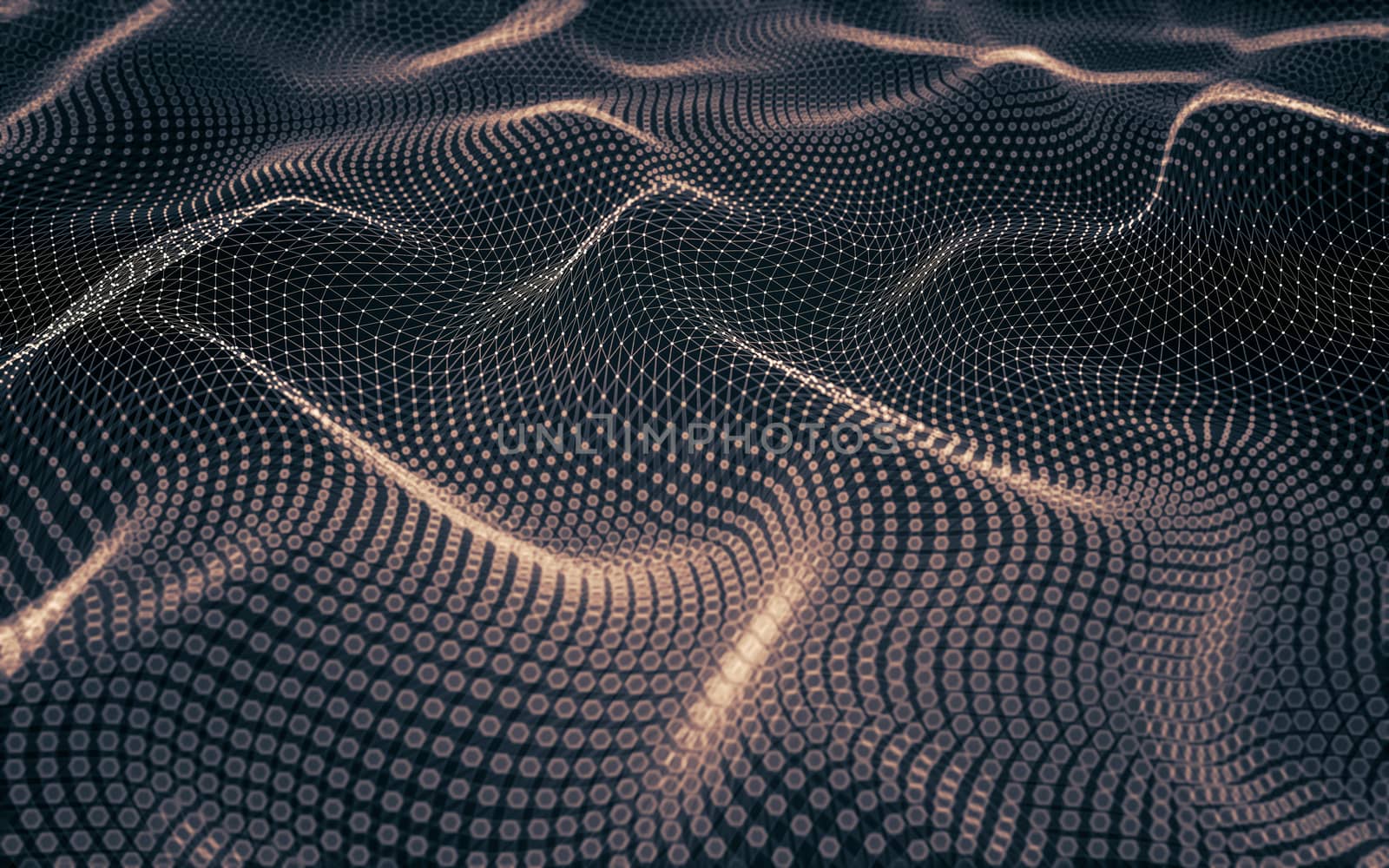 Abstract polygonal space low poly dark background with connecting dots and lines. Connection structure. 3d rendering