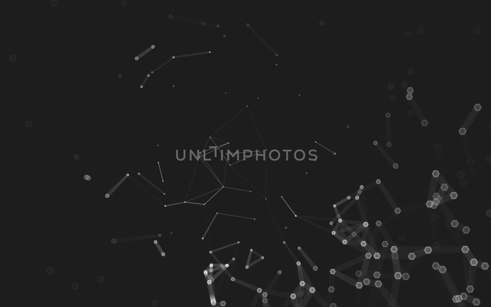 Abstract polygonal space low poly dark background with connecting dots and lines. Connection structure. 3d rendering