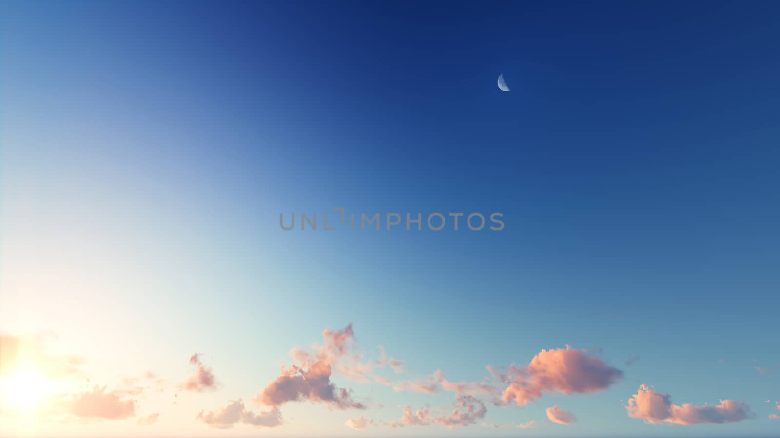 Cloudy blue sky abstract background, blue sky background with tiny clouds, 3d rendering

