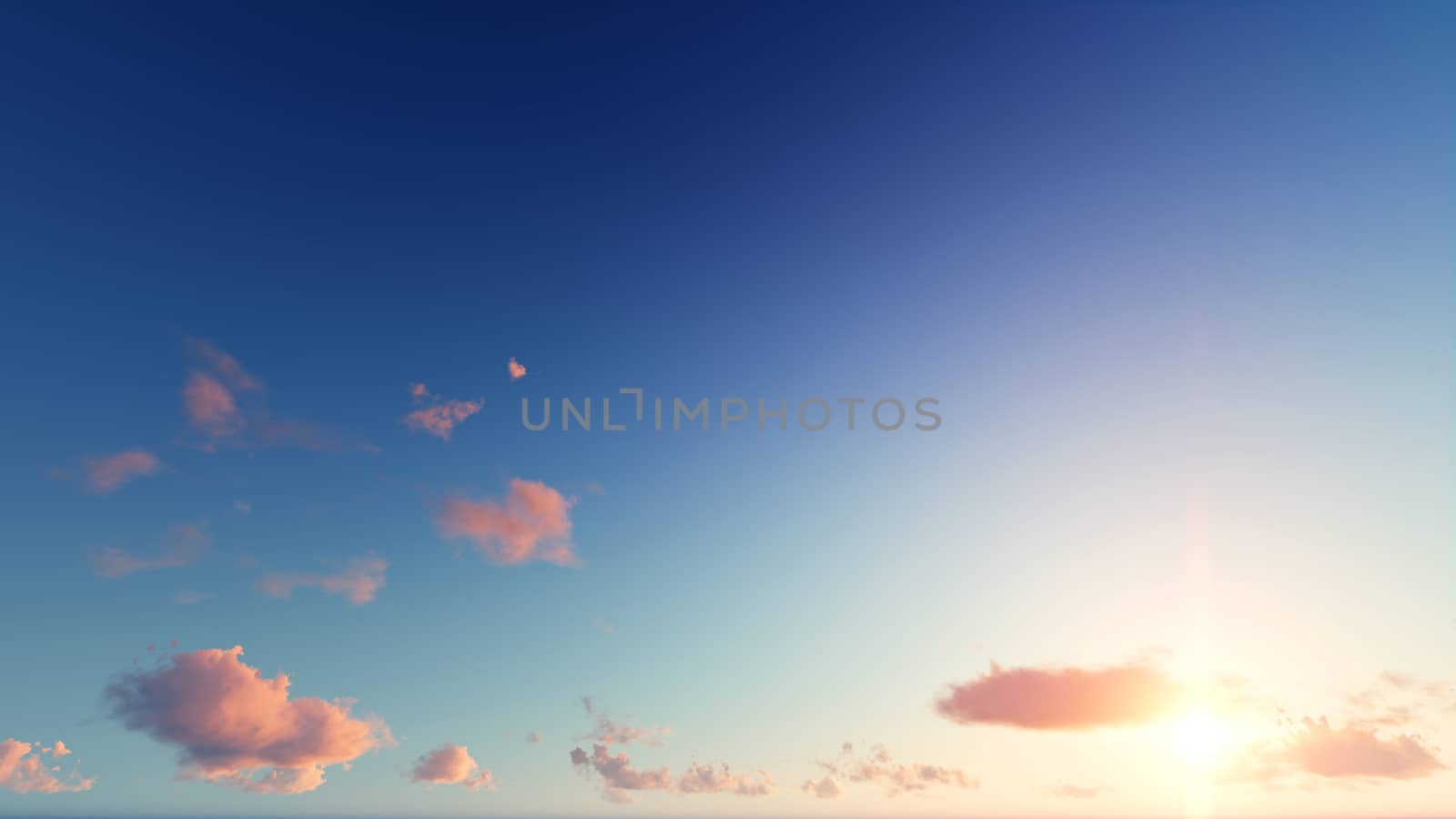 Cloudy blue sky abstract background, blue sky background with tiny clouds, 3d rendering

