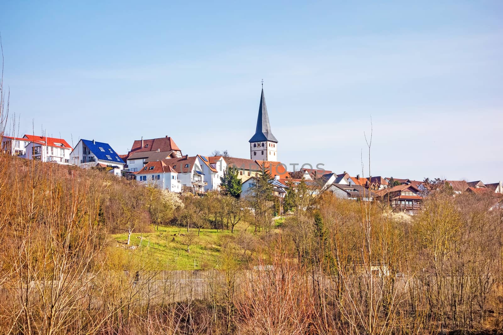 Village of Poppenweiler - skyline with church by aldorado