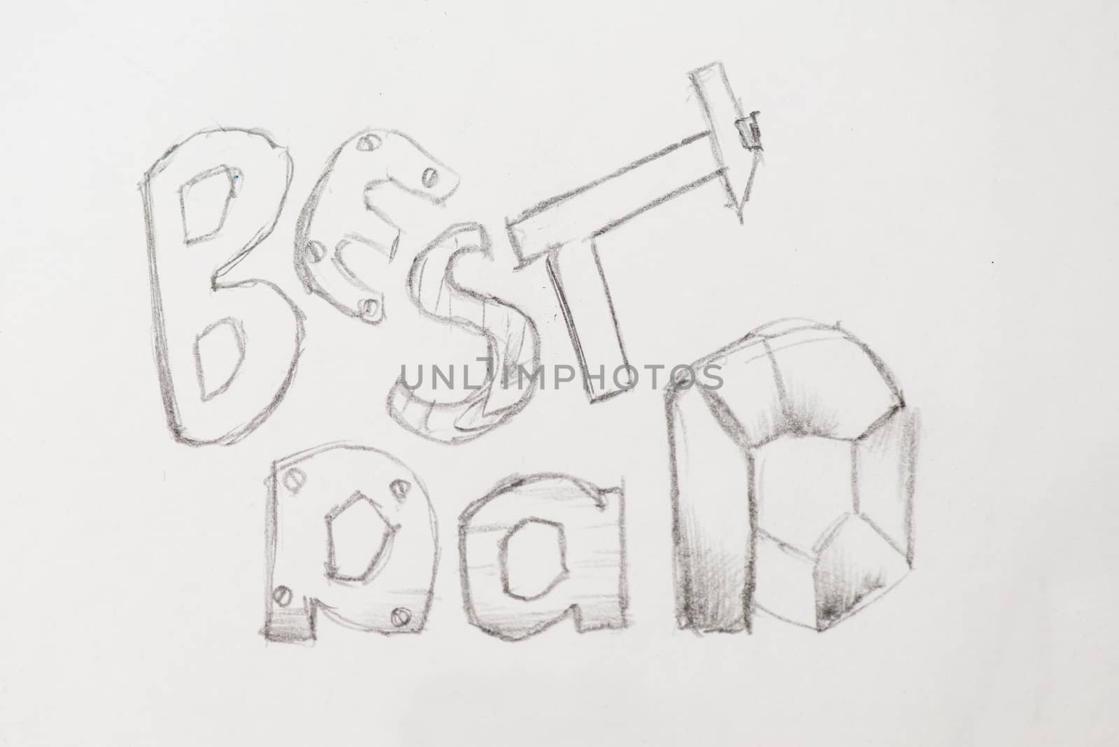 Best Dad lettering. Fathers day greeting card. pencil hand drawn illustration. by skrotov