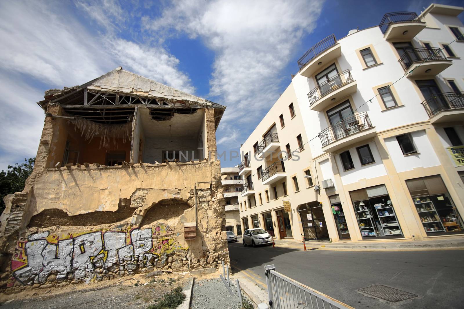 Larnaca, Cyprus - May 17, 2016: Older from of a building that needs repair