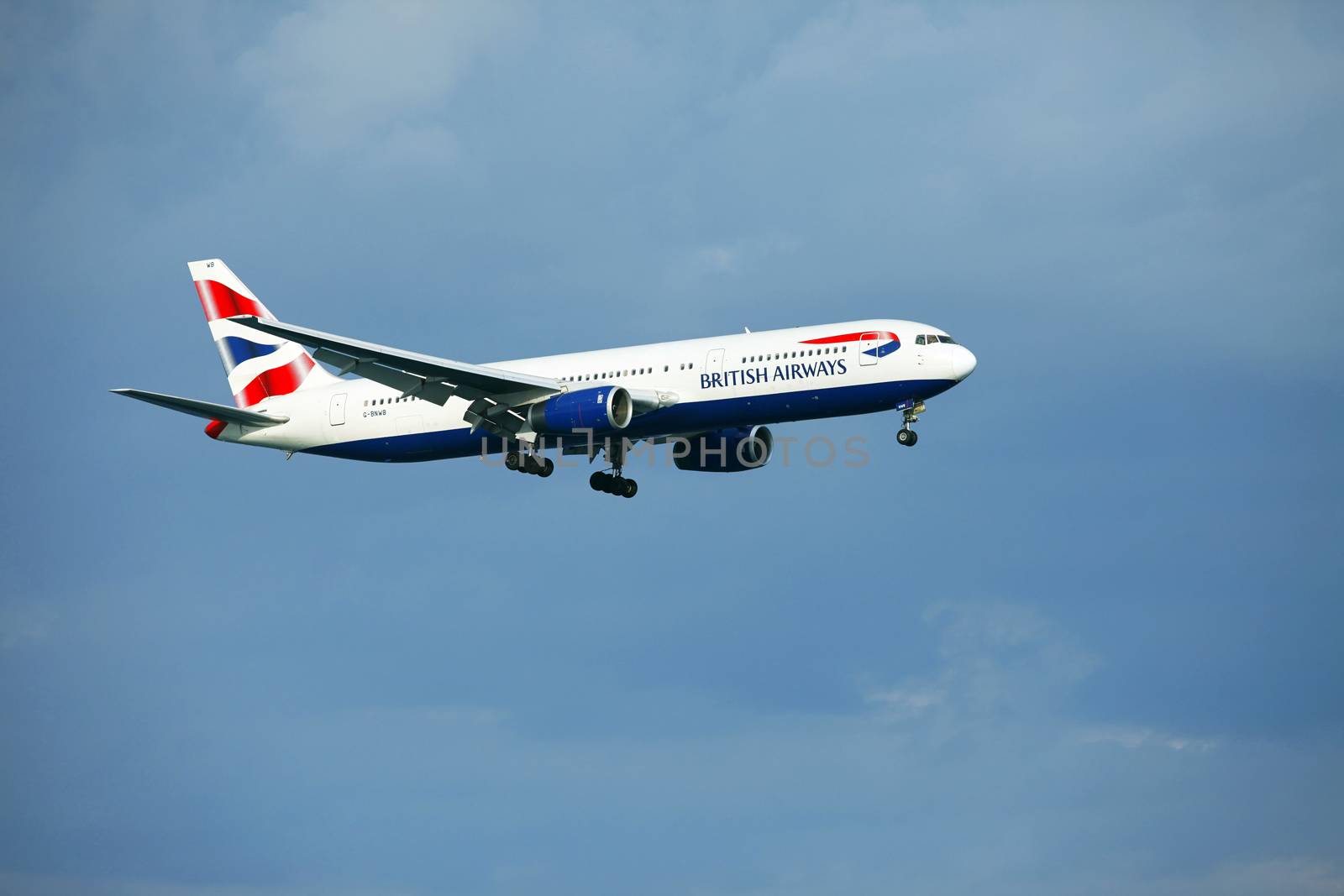 Larnaca, Cyprus - May 29, 2016: British Airways Airbus A320 landing at Larnaca International Airport
