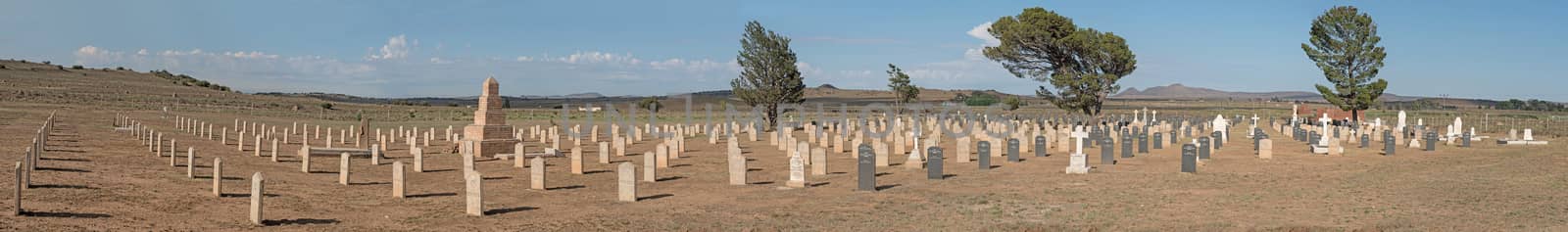 SPRINGFONTEIN, SOUTH AFRICA - FEBRUARY 16, 2016: The cemetery with graves of 299 British soldiers who died in hospital and 663 Boers who died in the concentration camp in the Second Boer War 1899-1902