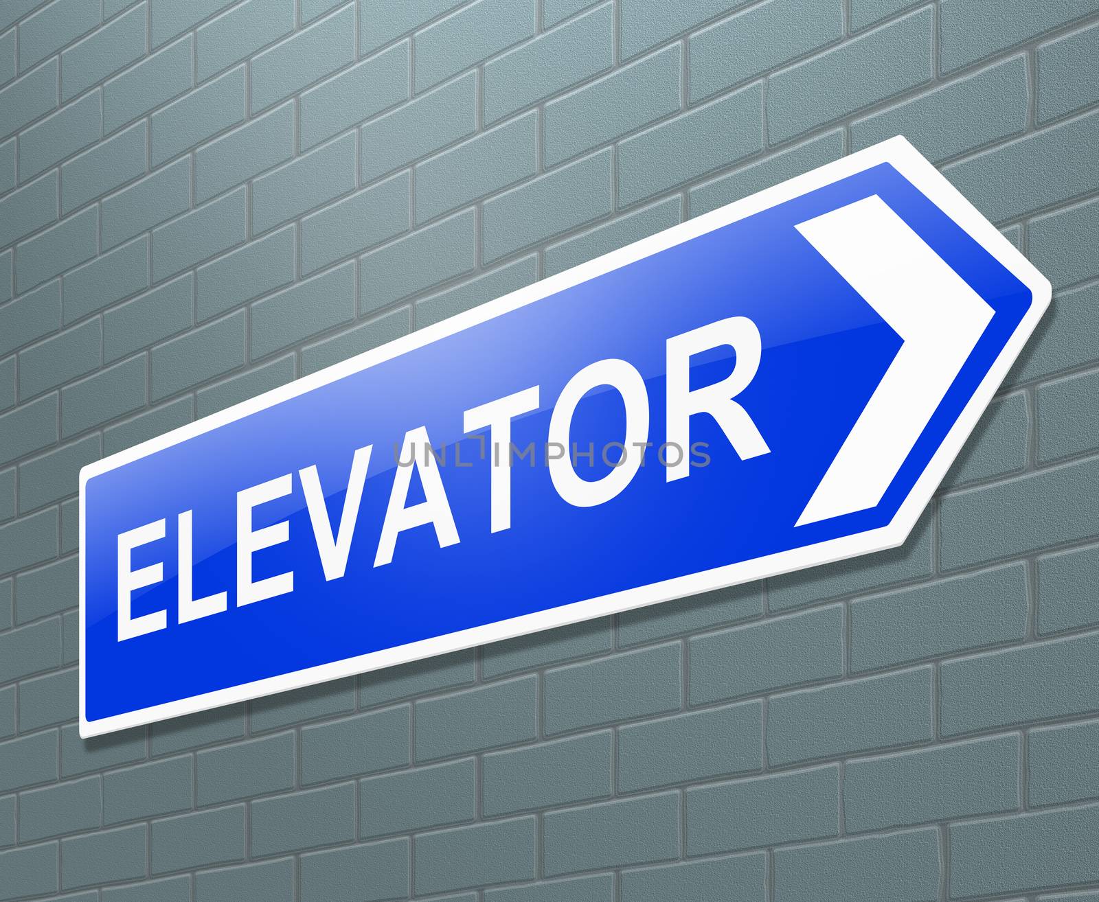 Illustration depicting a sign with an elevator concept.