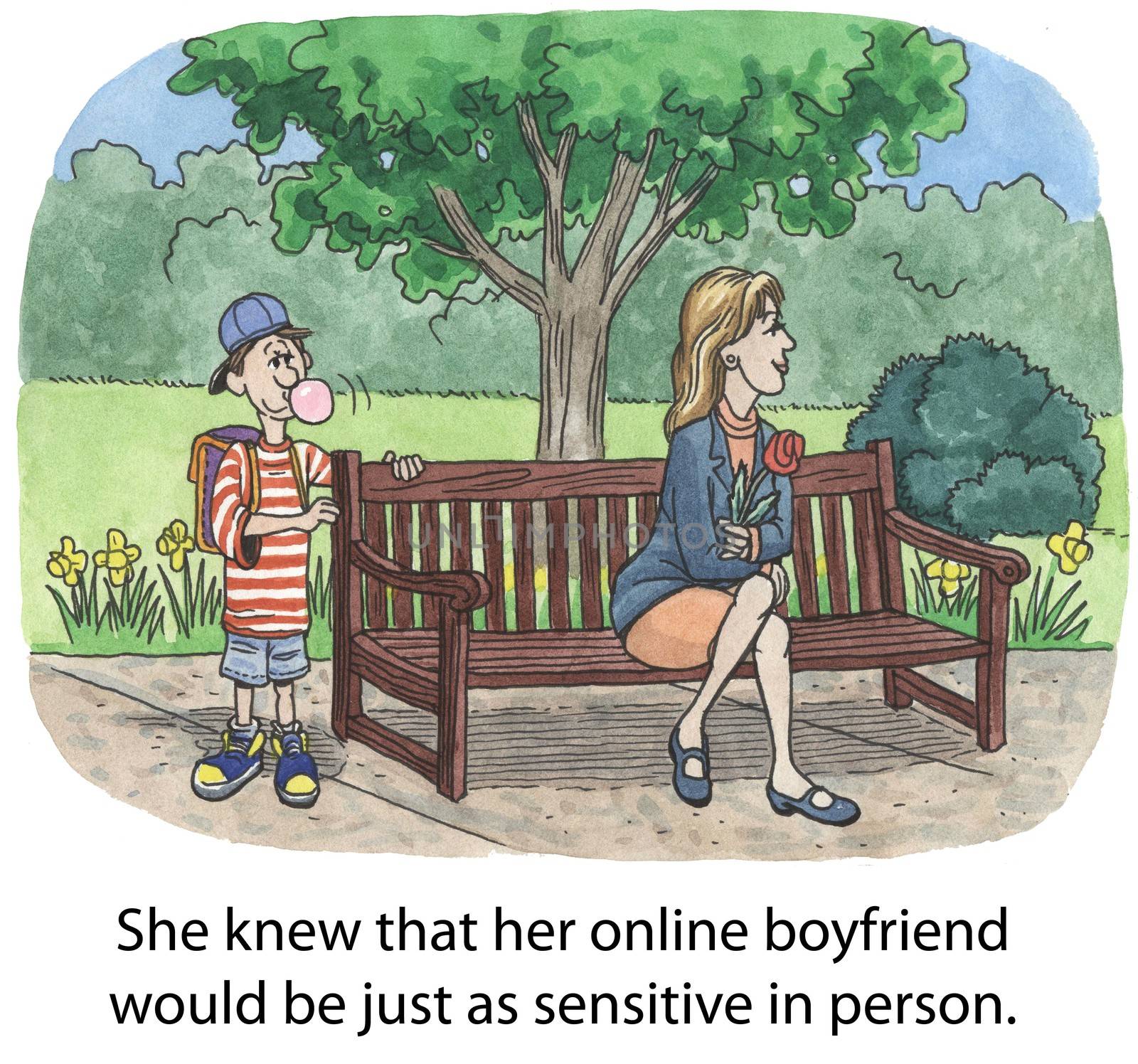 She knew that her online boyfriend would be just as sensitive in person.