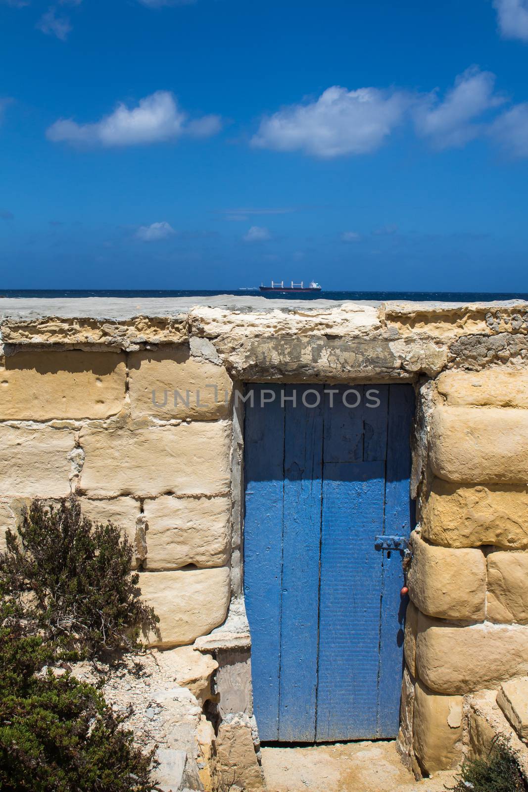 Blue gate, blue horizon and a sky, island Malta by YassminPhoto