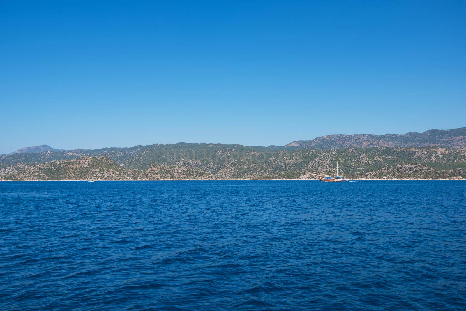 Sea, near ruins of the ancient city on the Kekova island, Turkey