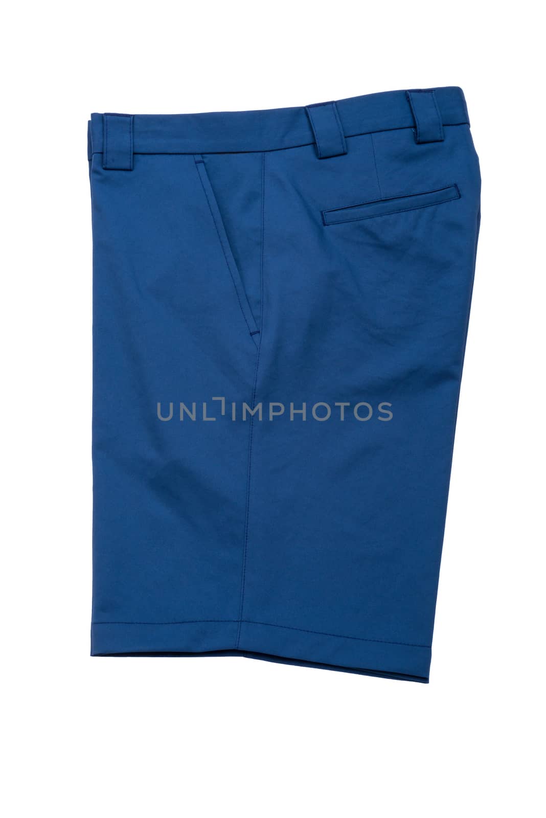 Blue short pants, trousers  for men on white background