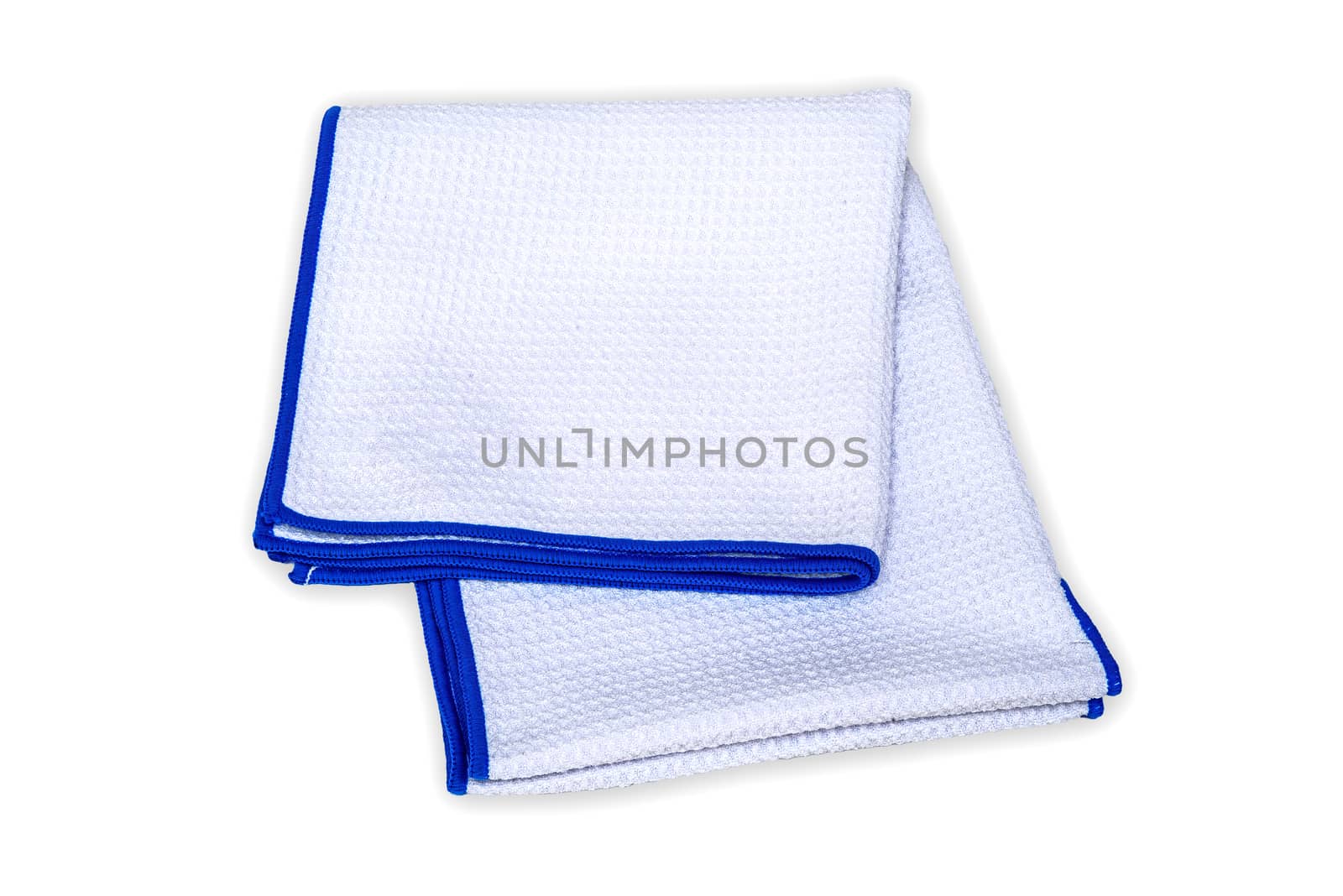 Blue and white hand towel on white background