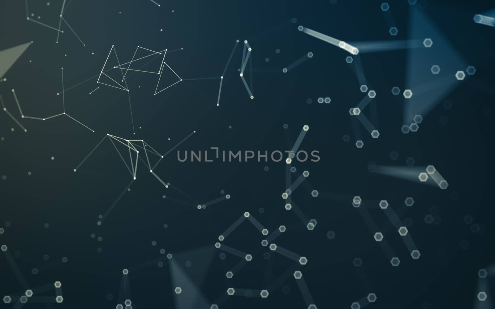 Abstract polygonal space low poly dark background with connecting dots and lines. Connection structure. 3d rendering