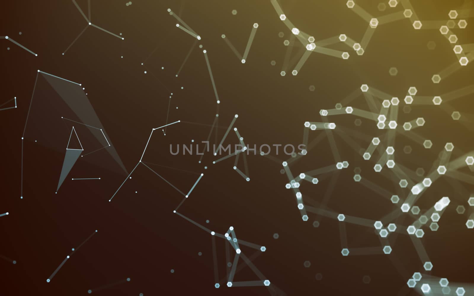 Abstract polygonal space low poly dark background with connecting dots and lines. Connection structure. 3d rendering