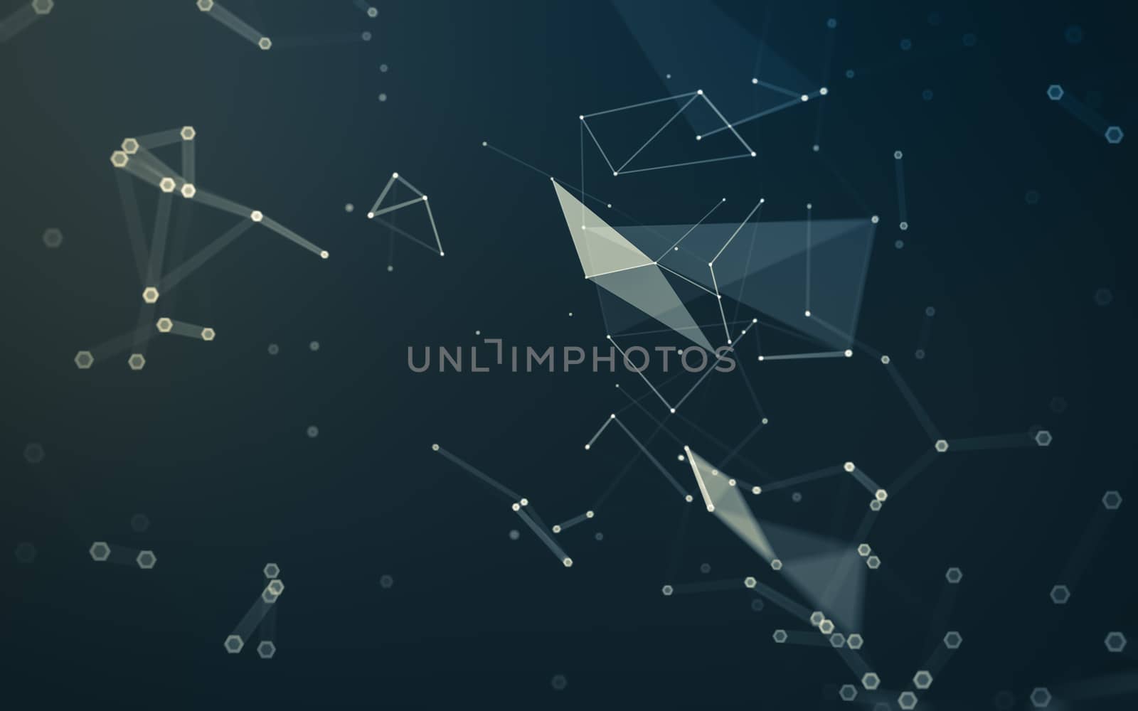 Abstract polygonal space low poly dark background, 3d rendering by teerawit