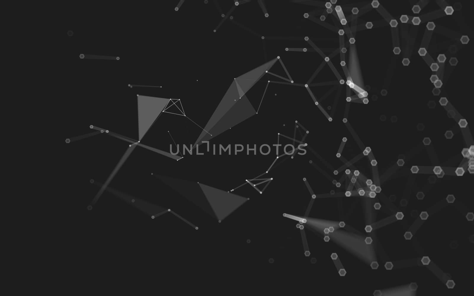 Abstract polygonal space low poly dark background with connecting dots and lines. Connection structure. 3d rendering