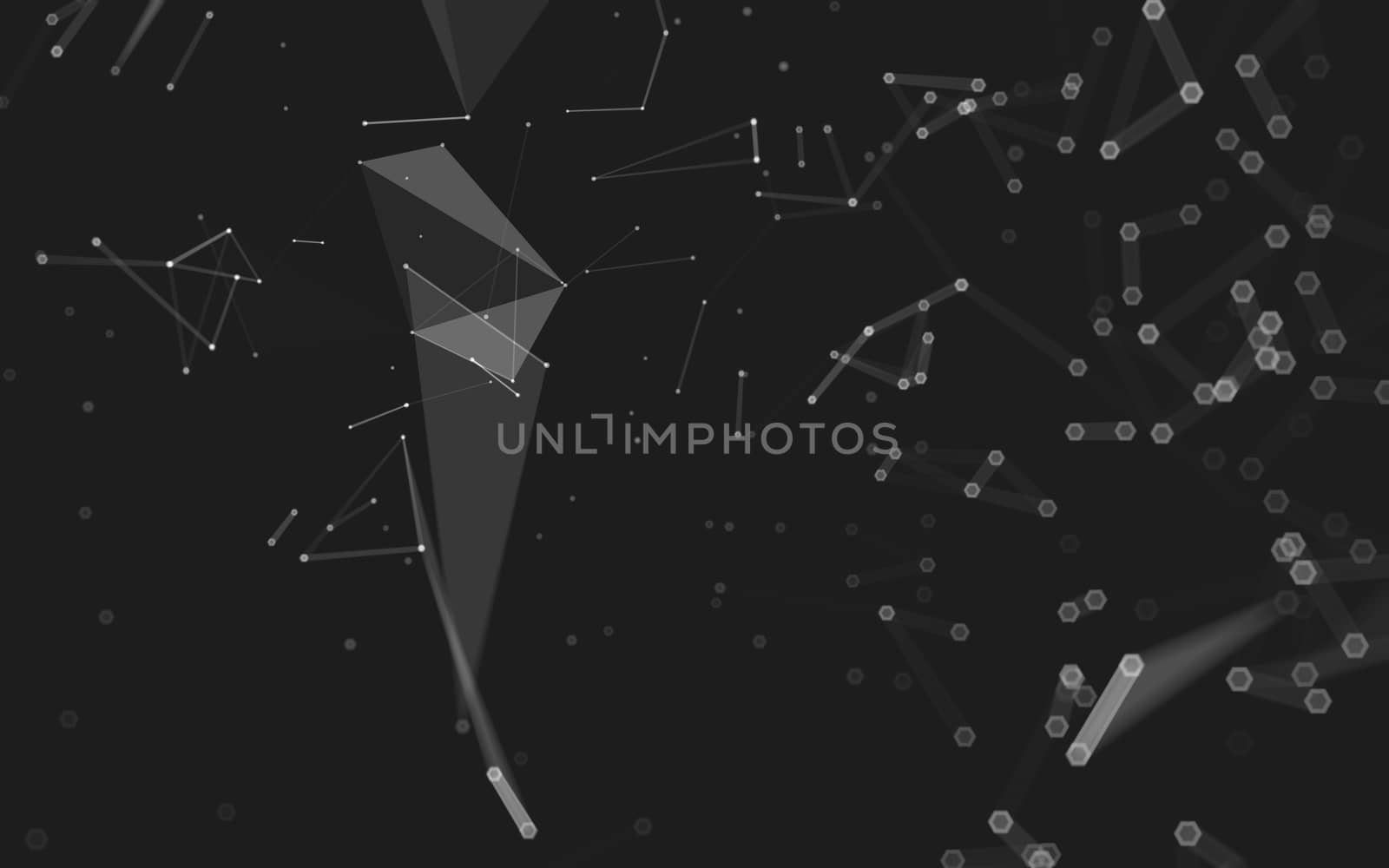 Abstract polygonal space low poly dark background with connecting dots and lines. Connection structure. 3d rendering