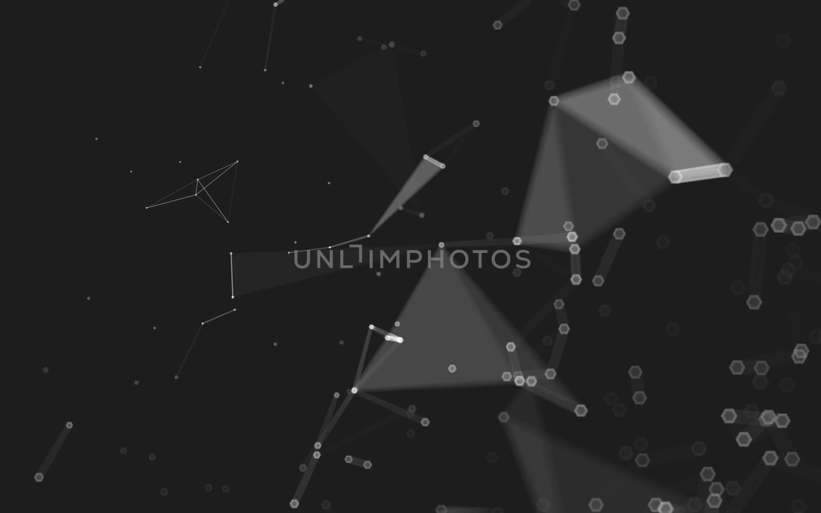 Abstract polygonal space low poly dark background with connecting dots and lines. Connection structure. 3d rendering