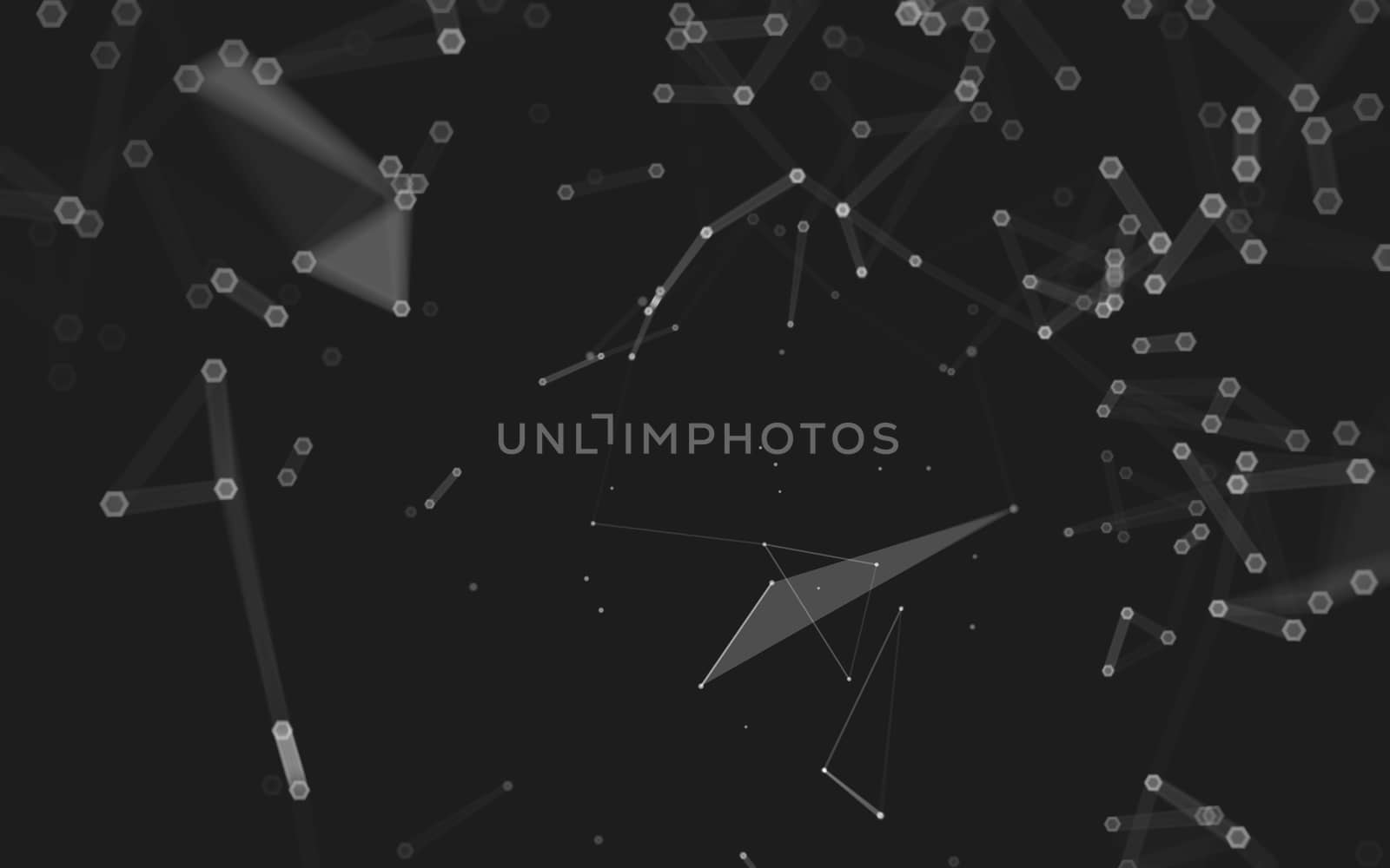 Abstract polygonal space low poly dark background with connecting dots and lines. Connection structure. 3d rendering