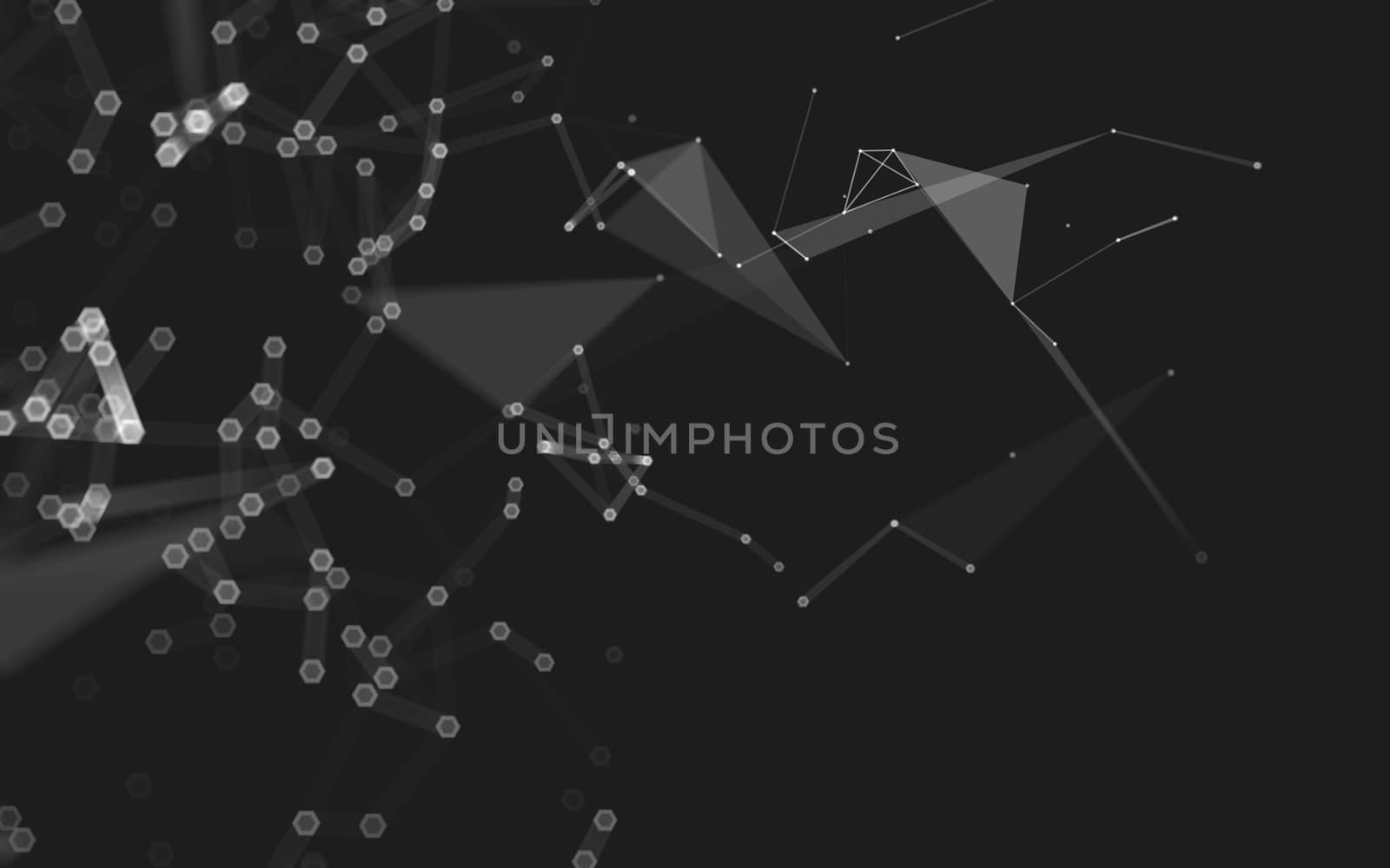 Abstract polygonal space low poly dark background with connecting dots and lines. Connection structure. 3d rendering