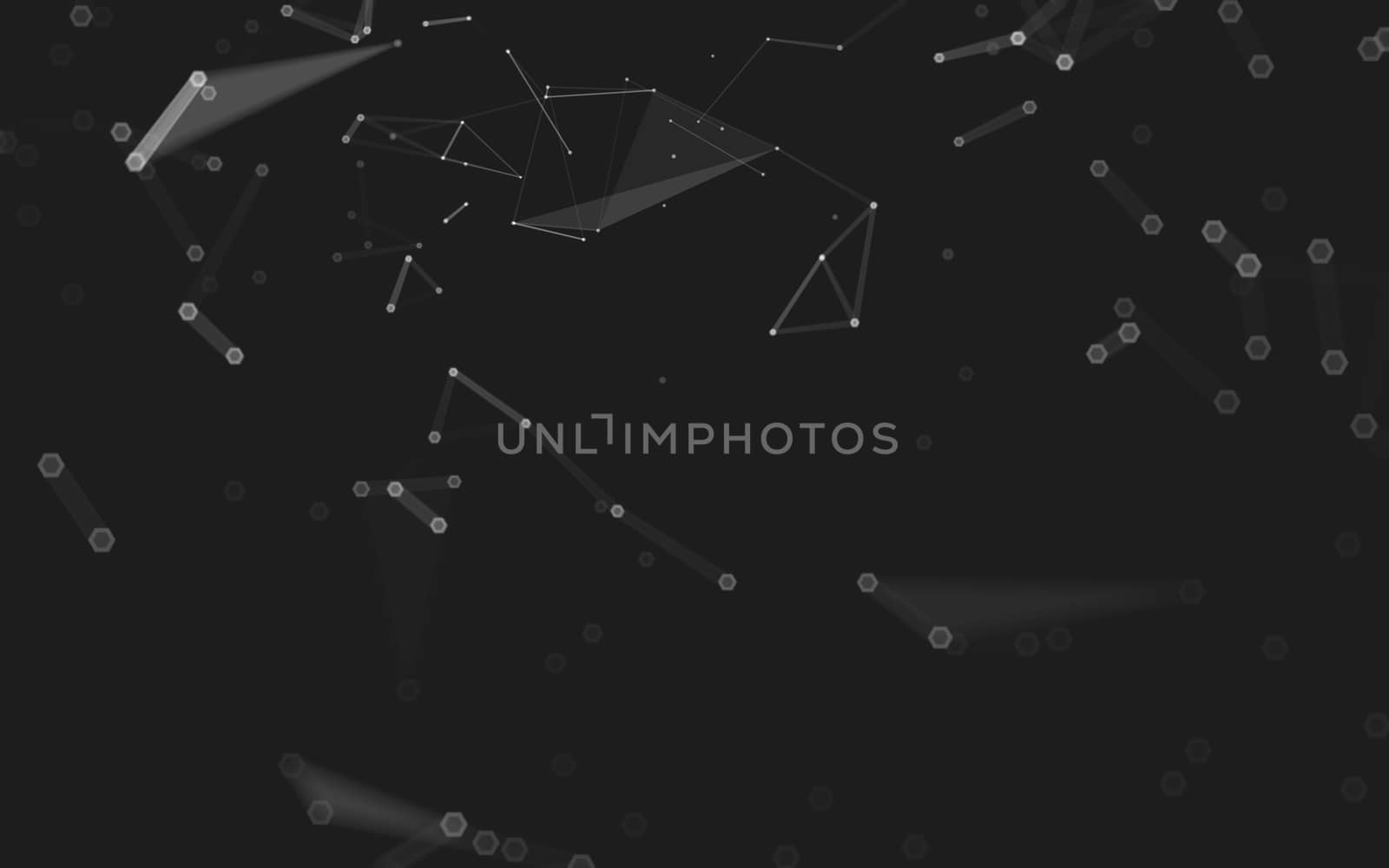 Abstract polygonal space low poly dark background with connecting dots and lines. Connection structure. 3d rendering