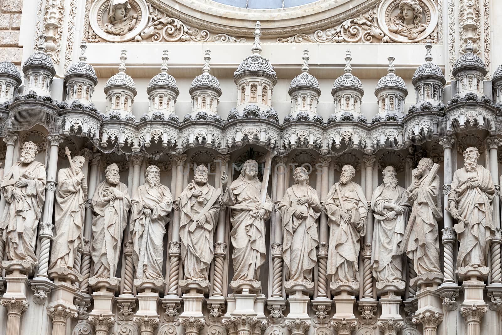 Facade of Santa Maria de Montserrat Abbey, Spain