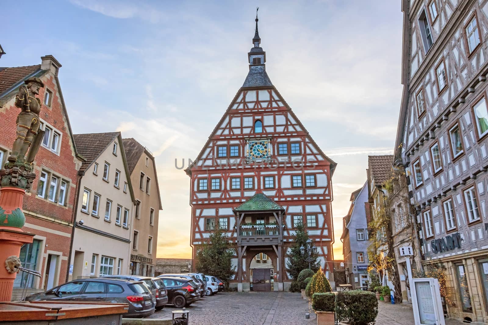 Besigheim, Germany - December 27, 2016: Townhall of Besigheim in the historic city district.
